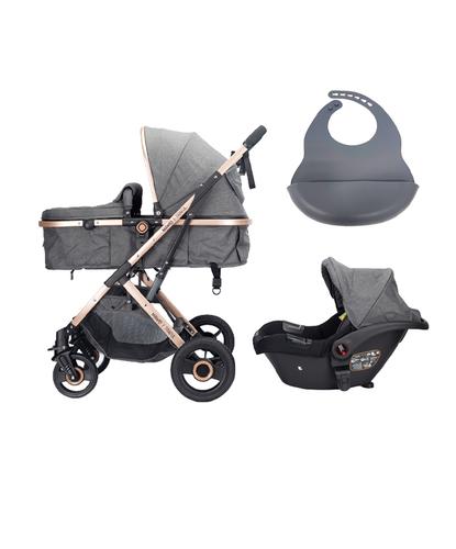Kit Cochecito Bebes 3 en 1 Mawe by Gadnic Traful Huevito Travel System + Babero Bebé De Silicona Gadnic Regulable Con Bolsillo  - 6