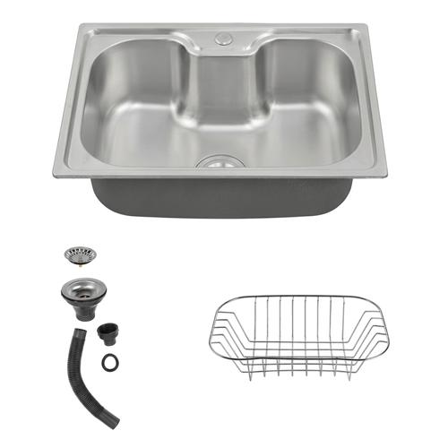 Bacha Cocina Rieti By Gadnic 60x42x20 cm Acero Inoxidable SUS 201 Espesor 07 mm Instalacion Sobre Mesada - 0