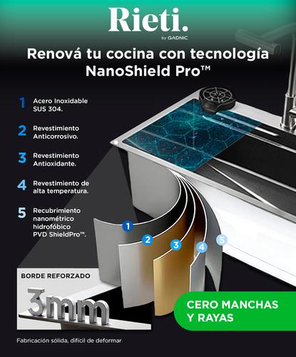 Bacha Cocina Inteligente Rieti By Gadnic 75cm Acero SUS304 Griferia Extensible Multifuncion Con Lavacopas Y Accesorios - 1