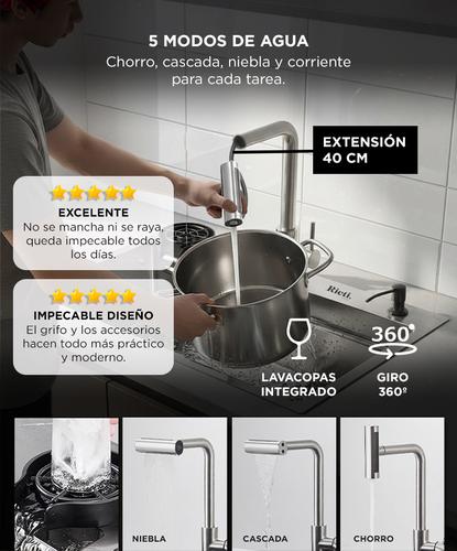 Bacha Cocina Inteligente Rieti By Gadnic 75cm Acero SUS304 Griferia Extensible Multifuncion Con Lavacopas Y Accesorios - 2