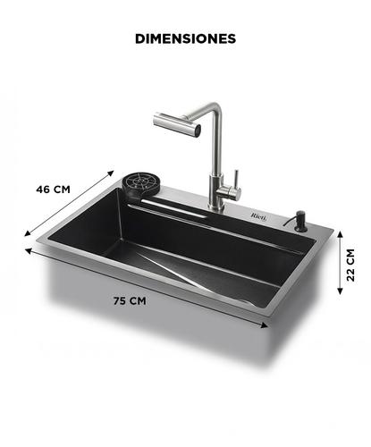 Bacha Cocina Inteligente Rieti By Gadnic 75cm Acero SUS304 Griferia Extensible Multifuncion Con Lavacopas Y Accesorios - 5