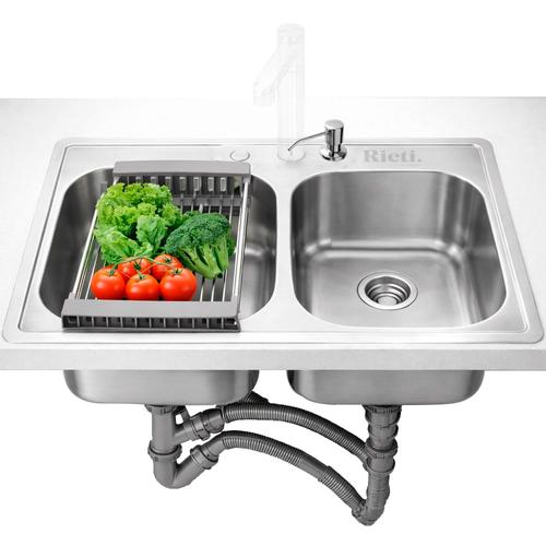 Bacha De Cocina Doble Rieti By Gadnic 84cm Acero Inoxidable - 0