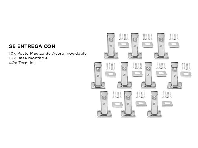 Kit x10 Barandas de Acero Inoxidable Gadnic Balcones Piletas Escaleras - 4