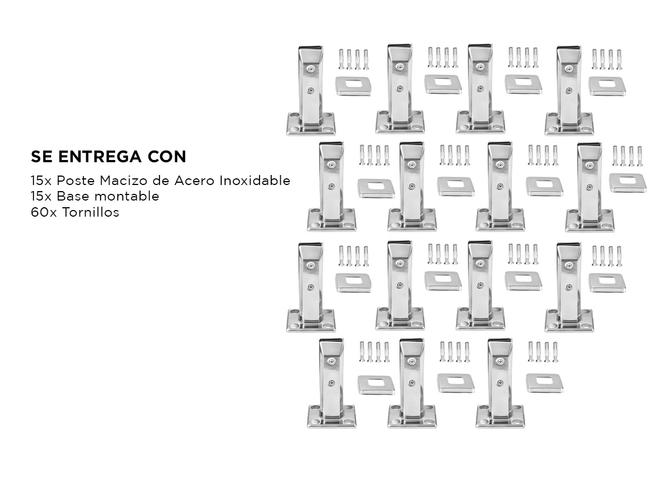Kit x15 Barandas Gadnic de Acero Inoxidable Balcones Piletas Escaleras - 4