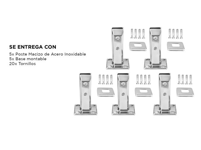 Kit x5 Mini Poste Gadnic Acero Inoxidable Balcones Piletas Escaleras - 4