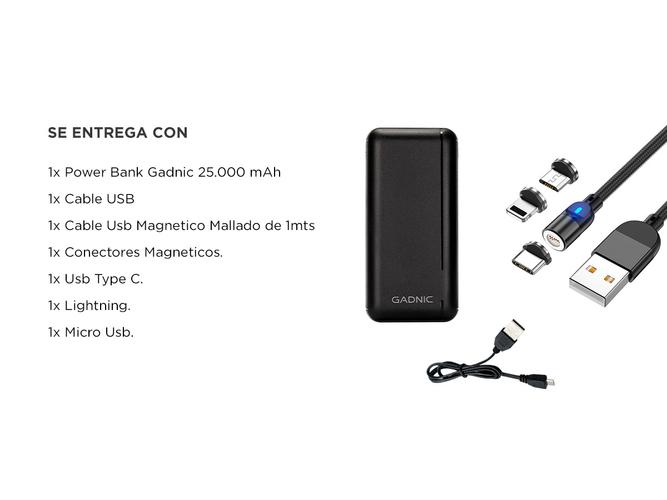 Kit Cargador Portátil y Cable Usb Magnetico Gadnic Carga Rápida - 6
