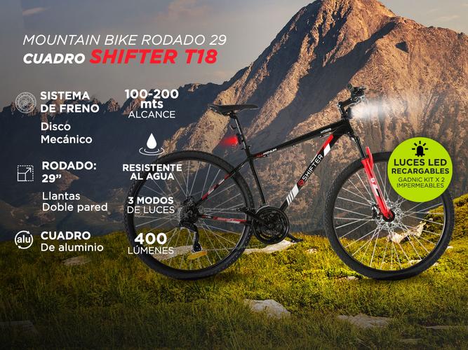 Bicicleta MTB Rod 29 Shifter T18 cuadro aluminio + Kit luces de regalo - 1