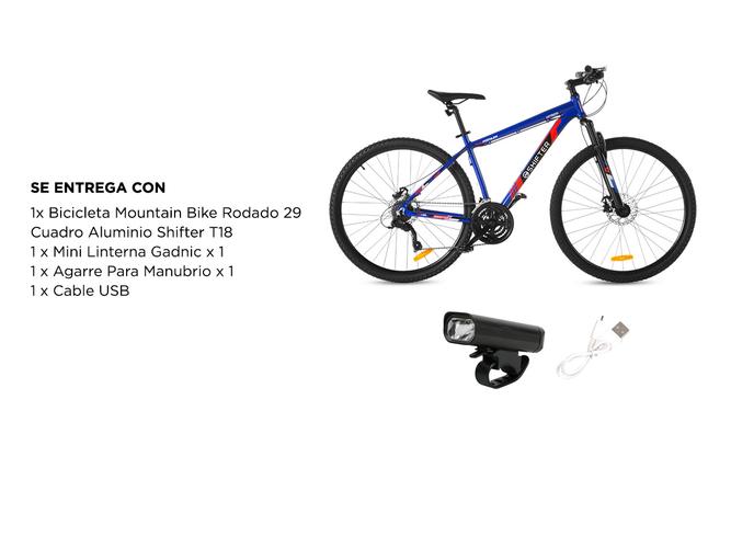 Bicicleta MTB Rod 29 Shifter T18 cuadro aluminio + Linterna recargable - 6