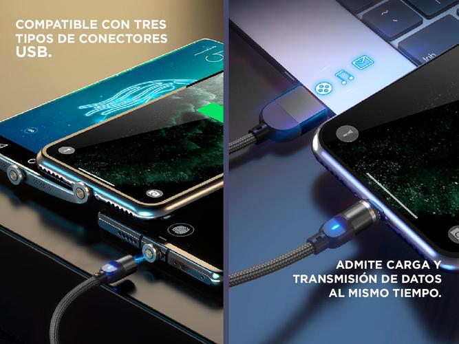 Kit Cables Magnéticos Gadnic Celular 3 en 1 iPhone Android USB-C Lightning - 5