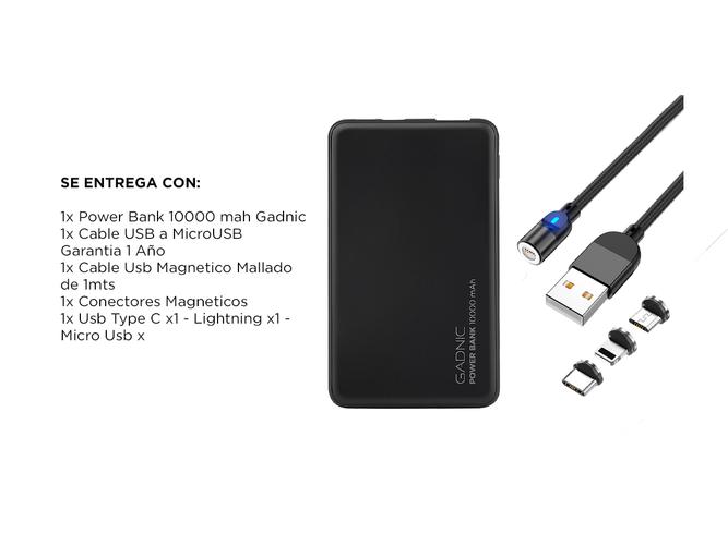 Kit Cargador Portátil BC-26 10000 Mah + Cable USB Magnético 3 en 1  - 6