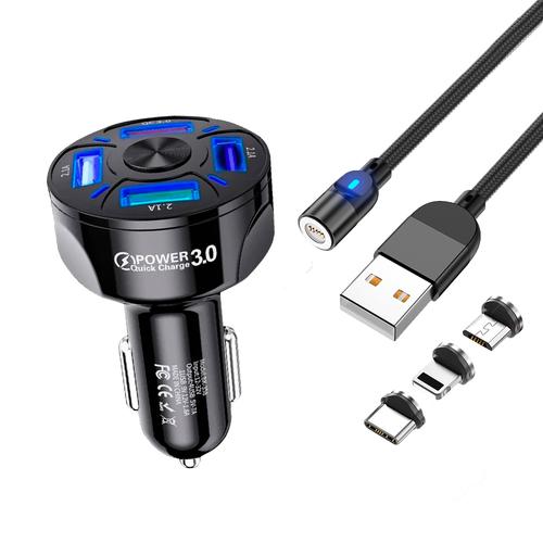 Cable Usb Magnético 3 en 1 Carga Rapida  Cargador Para Auto USB - 0
