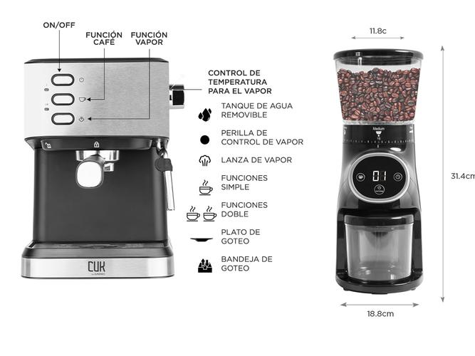 Kit Cafetera Express CME04  Molinillo De Cafe Profesional  - 5