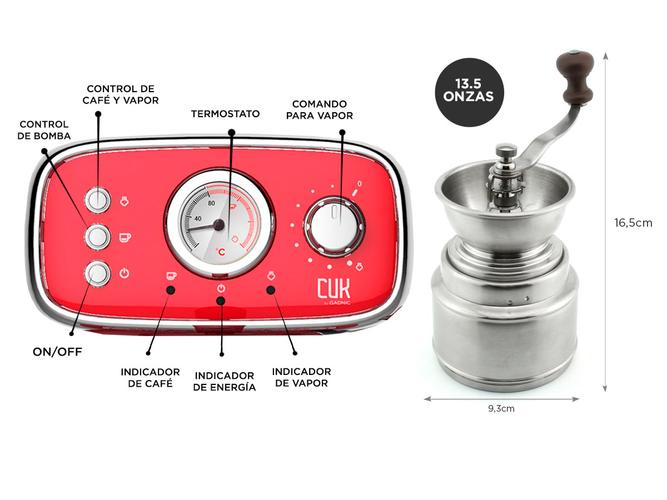 Cafetera Express 19 Bar CME08 + Molinillo De Cafe Manual Gadnic - 5