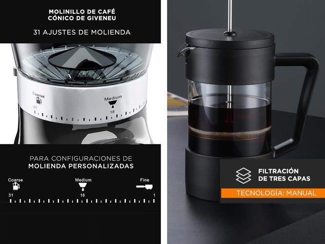 KIT Molinillo De Cafe Profesional CG165  Cafetera Manual Francesa Gadnic  - 4