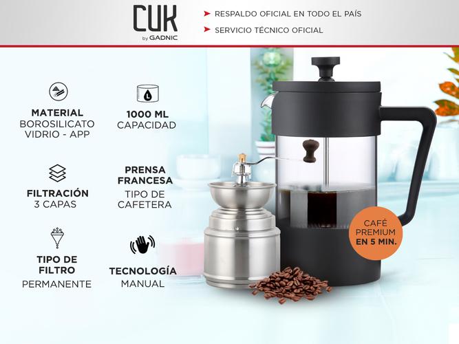 KIT Molinillo De Cafe Manual + Cafetera Prensa Francesa Gadnic  - 1