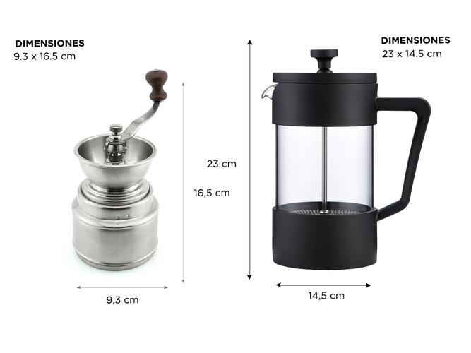 KIT Molinillo De Cafe Manual + Cafetera Prensa Francesa Gadnic  - 5