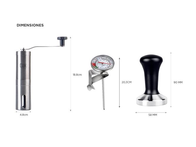 Set Barista Gadnic Cafetería Molinillo Tamper y Termómetro Cafe - 5