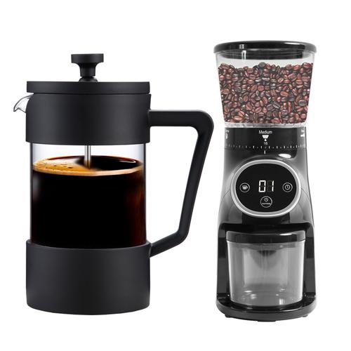 Cafetera Manual Prensa Francesa Cf2020 + Molinillo de Cafe CG165 Automatico Profesional - 0