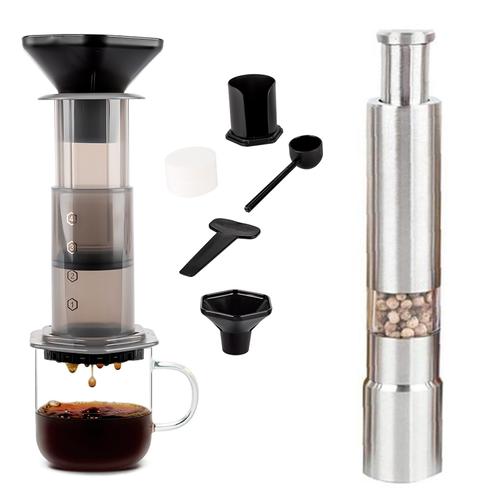 Kit Cafetera Aeropress Cukpress Gadnic + Molinillo Triturador de Café Manual Acero - 0