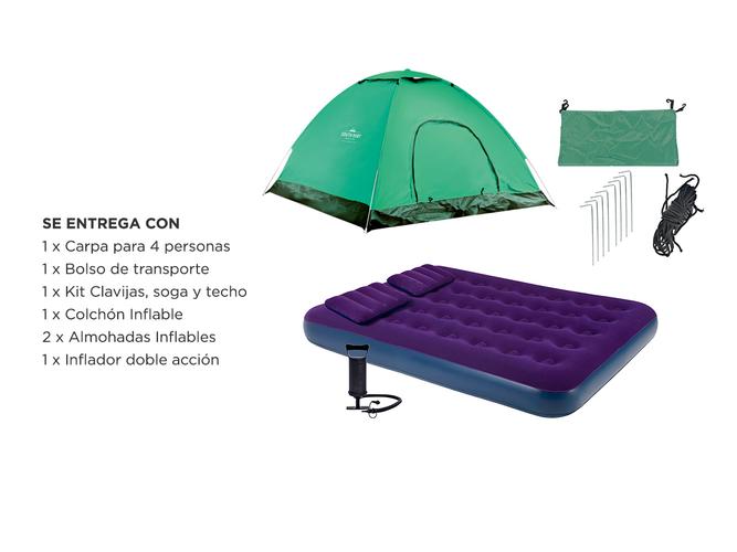 Carpa 4p 200*200*130cm + Colchon inflable 2032 2P + inflador - 6