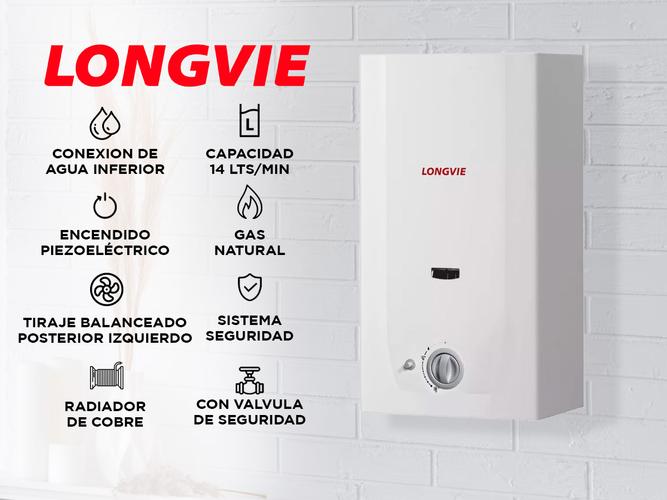 Calefón GN Longvie Tiro Balanceado 14 Litros CB214SFI izquierdo - 1