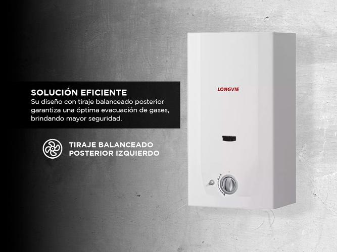 Calefón GN Longvie Tiro Balanceado 14 Litros CB214SFI izquierdo - 2