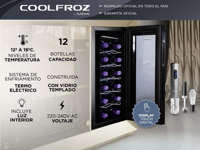 Cava De Vino Coolfroz WCTE00012 12 Botellas + Sacacorchos Automático Gadnic - 1