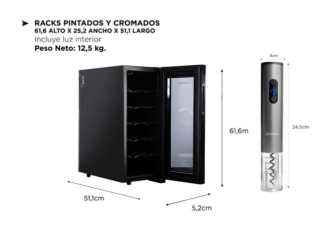 Cava De Vino Coolfroz WCTE00012 12 Botellas + Sacacorchos Automático Gadnic - 5