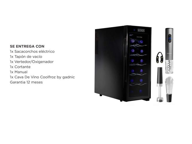 Cava De Vino Coolfroz WCTE00012 12 Botellas + Sacacorchos Automático Gadnic - 6