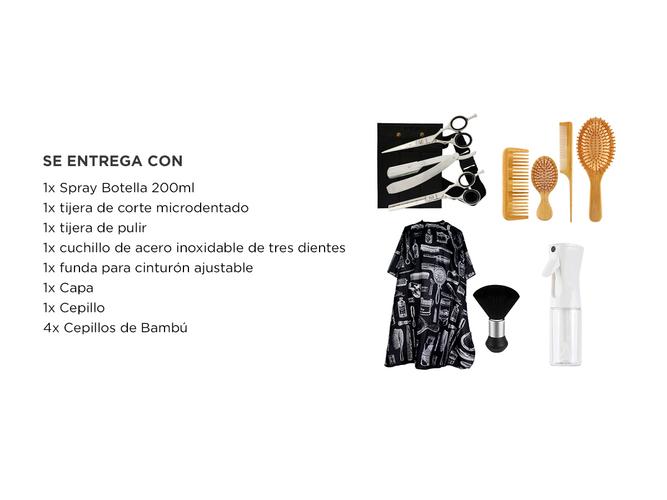 Kit de Barbería Cepillos Capa Tijeras Spray Botella - 6