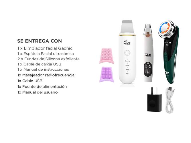 SET Masajeador Facial Cpled1 Rejuvenecedor +Extractor de Puntos Negros X3 Recargable + Espatula CL50 Ultrasonica - 6
