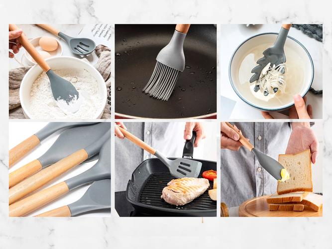 Set x 9 Kit Utensilios De Cocina GADNIC BLACK2.0 Mango Madera Punta Silicona - 3