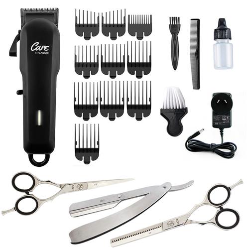Kit Maquina Cortadora de Pelo + Set Tijeras Profesional Pulir Navaja y Microdentada - 0