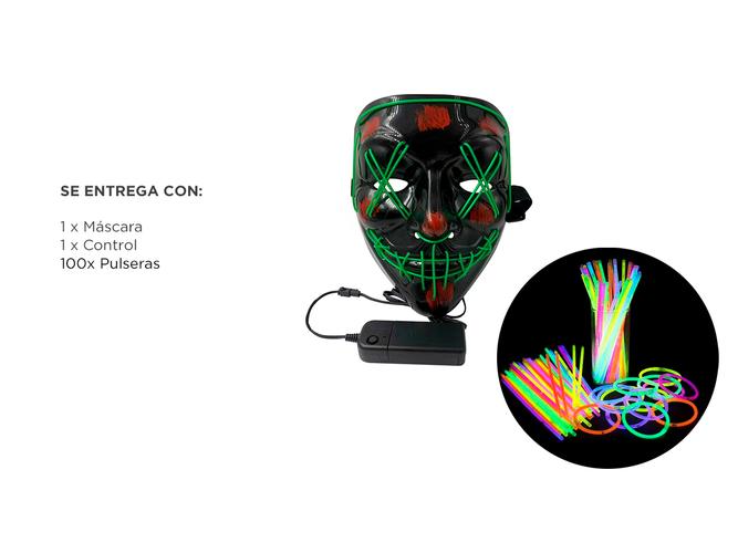 Kit De Máscara De Fiesta Gadnic LED Y Pulseras Luminosas Neon  - 6
