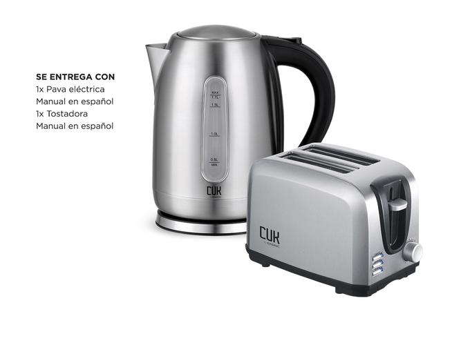 Combo Desayuno Gadnic Pava Eléctrica Mate + Tostadora Acero Inoxidable - 6