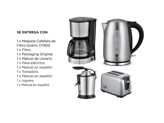 Kit Desayuno Exprimidor Electrico + Cafetera Filtro + Pava Electrica + Tostadora Gadnic  - 5