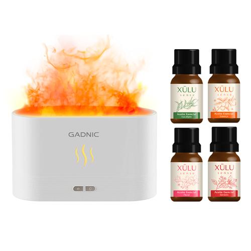 Kit Difusor Humificador Efecto Fuego + Aceites para Difusor Ultrasonico x4 - 0