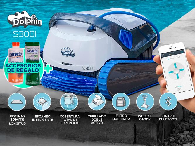 Dolphin S300i Robot Barrefondo de Pileta Bluetooth Control App 15m3/h 12mt + Accesorios - 1