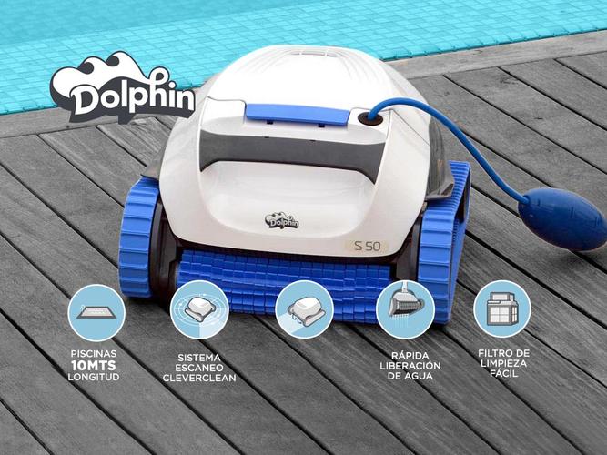 Robot Barrefondo Dolphin S50 + Cloro 1KG + Alguicida 1L + Gel Clarificador 75G - 1