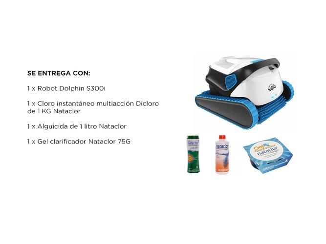 Robot Barrefondo Dolphin S300i + Cloro 1KG + Alguicida 1L  + Gel Clarificador 75GR - 5