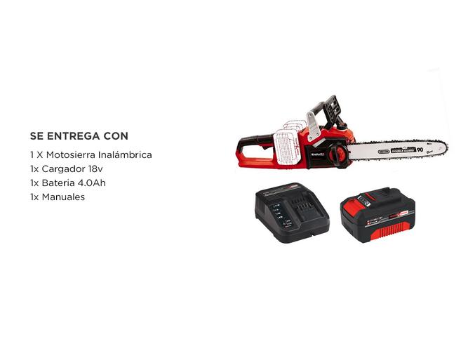 Motosierra Inalámbrica Einhell GE-LC 3635 Li-Solo y Cargador Starter Kit 40 Ah - 6