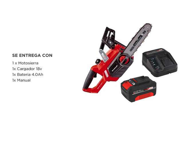Motosierra Inalámbrica Einhell GE-LC 18 Li-Solo y Starter Kit 40 Ah 18v 40amp  Cargador - 6