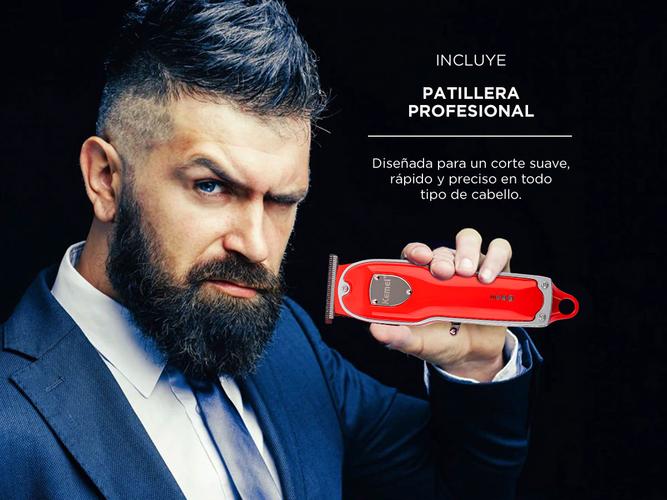 Maquina Cortar El Pelo Profesional Kemei KM-3911 Recargable + Patillera  - 2