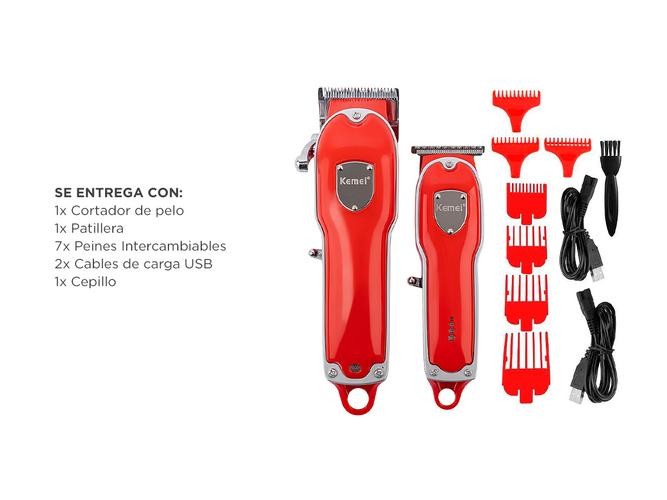 Maquina Cortar El Pelo Profesional Kemei KM-3911 Recargable + Patillera  - 5