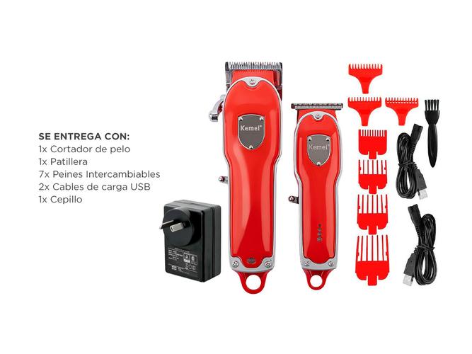 Maquina Cortar El Pelo Profesional Kemei KM-3911 Recargable + Patillera  - 5
