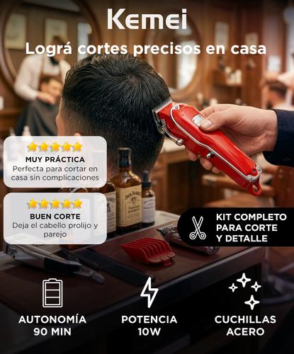 Maquina Cortar El Pelo Profesional Kemei KM-3911 Recargable + Patillera  - 1