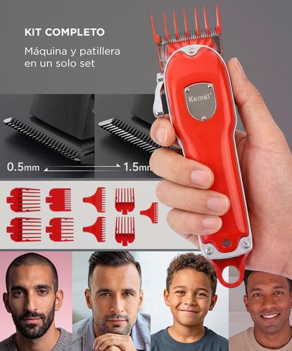 Maquina Cortar El Pelo Profesional Kemei KM-3911 Recargable + Patillera  - 4