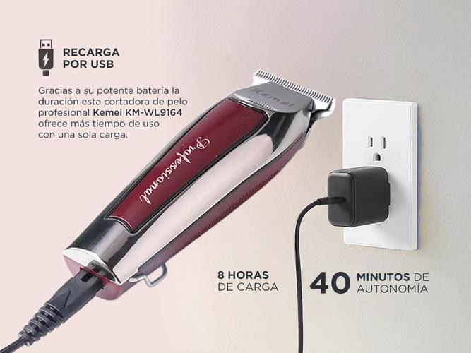 Cortadora de Pelo Profesional Kemei KM-WL9164 Recargable  - 4