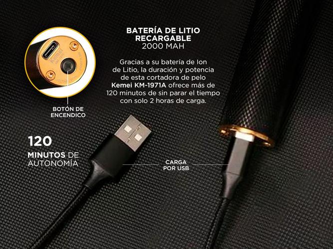 Maquina Cortadora de Pelo Patillera Kemei KM-1971A - 3