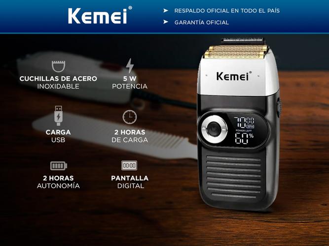  Afeitadora Kemei KM-2026 Barberia Negra  - 1